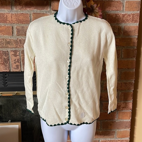 Vtg NEW Antron Dotty Mann of Cleveland Cream Cardigan Sweater - Picture 1 of 6